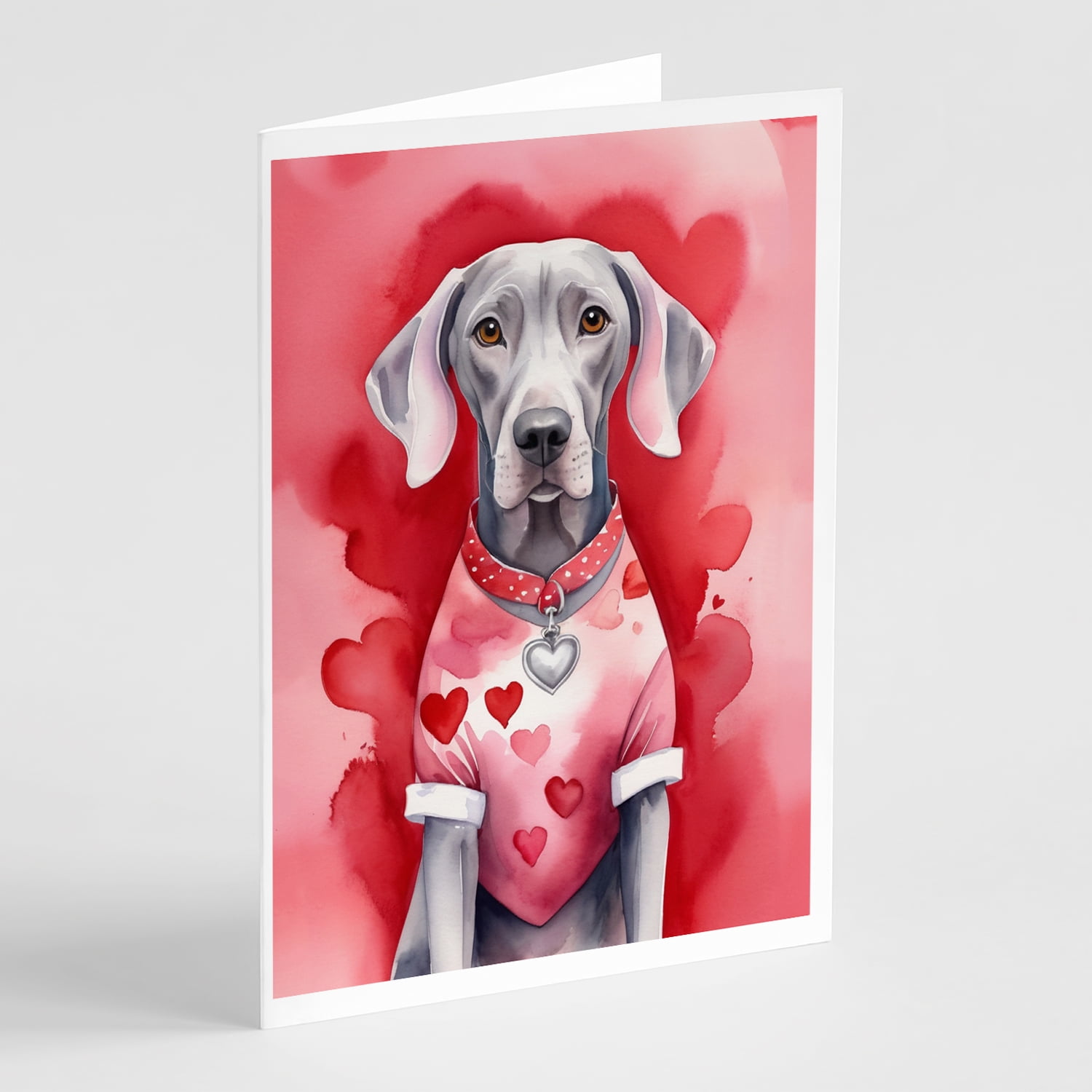 Weimaraner My Valentine Greeting Cards Pack of 8 7 in x 5 in