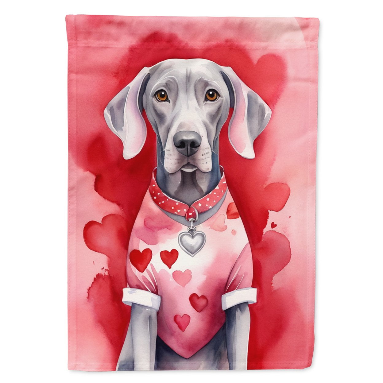 Weimaraner My Valentine House Flag 28 in x 40 in