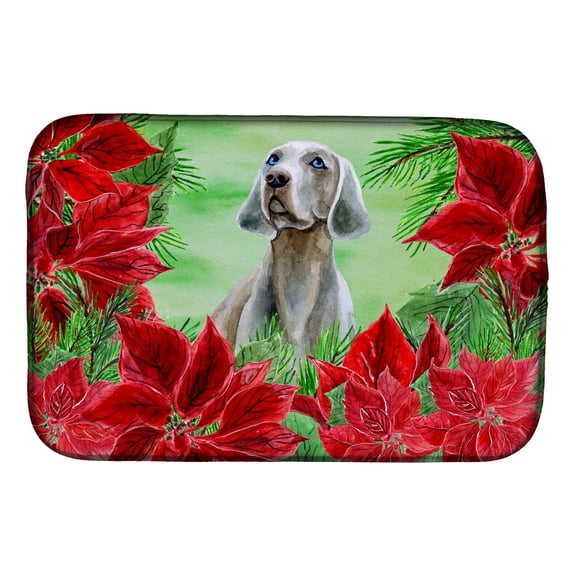 Weimaraner Poinsettas Dish Drying Mat