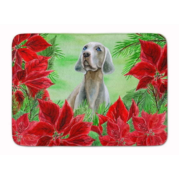 Weimaraner Poinsettas Machine Washable Memory Foam Mat