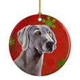 thumbnail image 1 of Carolines Treasures LH9341-CO1 Weimaraner Red Snowflake Holiday Christmas Ceramic Ornament, Multicolor, 1 of 3