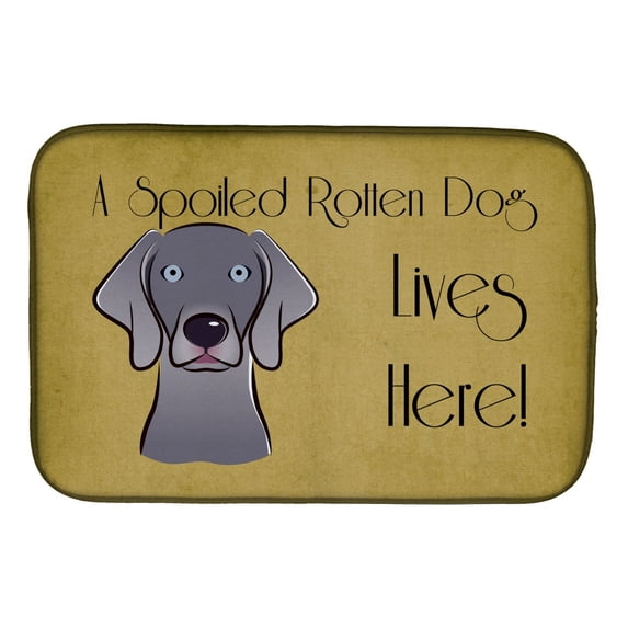 Weimaraner Spoiled Dog Lives Here Dish Drying Mat