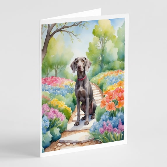 Weimaraner Spring Path Greeting Cards Pack of 8 7 in x 5 in