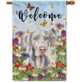 thumbnail image 1 of Weimaraner Welcome Spring Summer House Flag for Outside Watercolor Dog Colorful Flowers Yard Flag Banner 28X40 Inch Double Side, 1 of 6