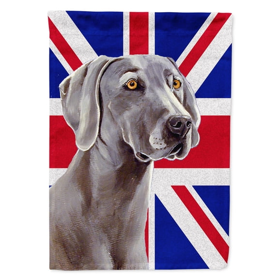 Weimaraner with English Union Jack British Flag Flag Canvas House Size