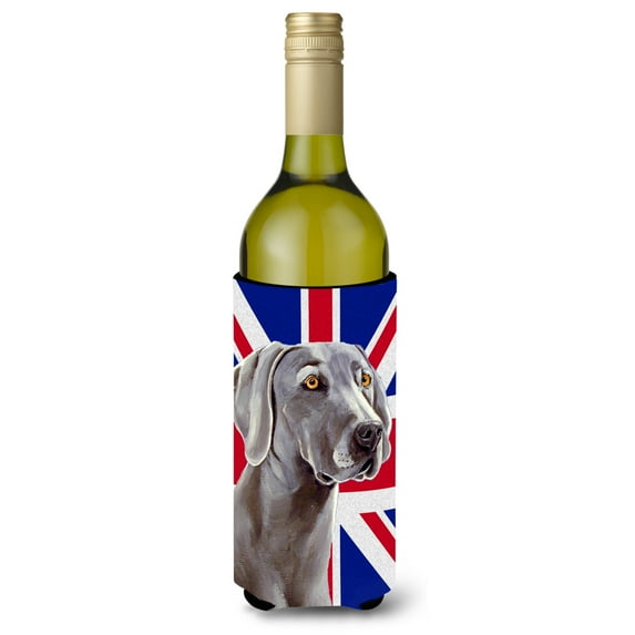 Weimaraner with English Union Jack British Flag Wine Bottle Hugger