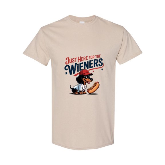 Weiner Dog At The Ballpark Funny Hot Dog Baseball Graphic T-Shirt, for men & women, up to size 5XL