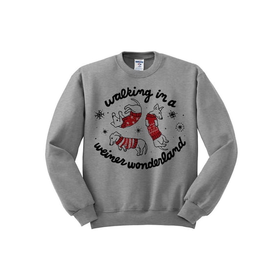 Weiner Wonderland Christmas Sweatshirt Large Grey
