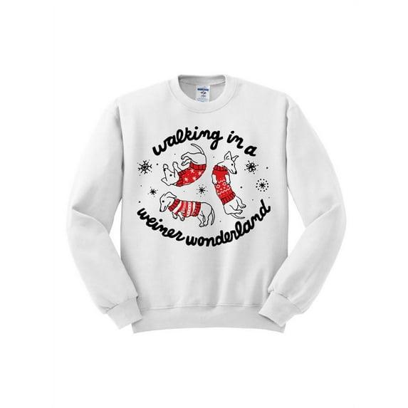 Weiner Wonderland Christmas Sweatshirt Medium White
