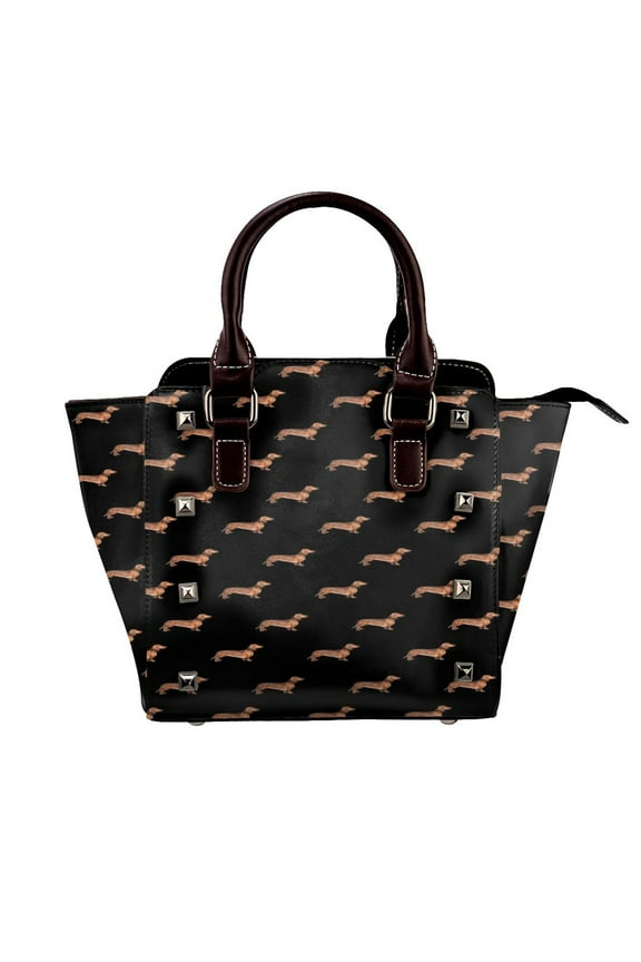 Weiners Everywhere - Dachshund Pattern Rivet Fashion One-Shoulder Women's Handbag Tote Bag