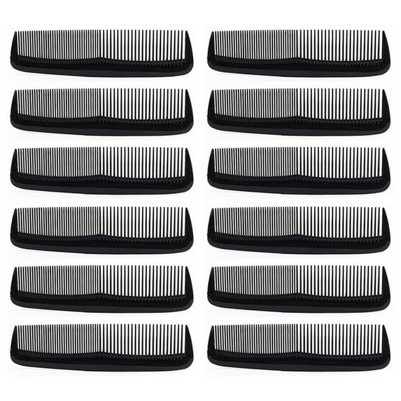 Weipeensee 12Pc Plastic Comb Portable Integrated Comb Small Comb Black Coarse and Fine Teeth Hair Comb Girl (Black)