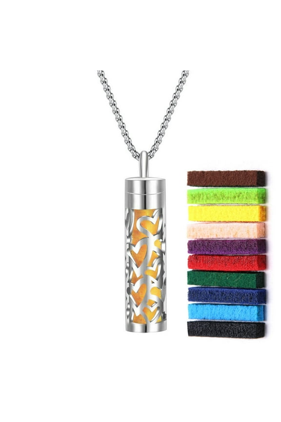 Scented Necklace A Constant Reminder of Your Shared Love Aromatherapy Locket Pendant Necklace Retro Hollow Oil Diffuser Necklace for Women Men (White)