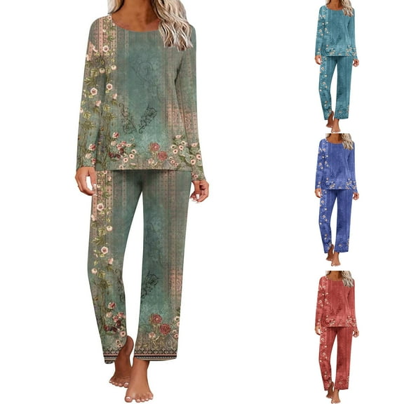 Weiqiqre 2 Piece Sets for Women Long Sleeve Sleepwear Soft Button Down Loungewear Pjs Lounge Set Nightwear