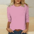 thumbnail image 1 of Weiqiqre 3/4 Length Sleeve Womens Tops Casual Loose Fitted Crewneck T Shirts Loose Vintage Cute Three Quarter Length Shirts, 1 of 5