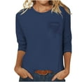 thumbnail image 1 of Weiqiqre 3/4 Length Sleeve Womens Tops Casual Loose Fitted Crewneck T Shirts Loose Vintage Cute Three Quarter Length Shirts, 1 of 4