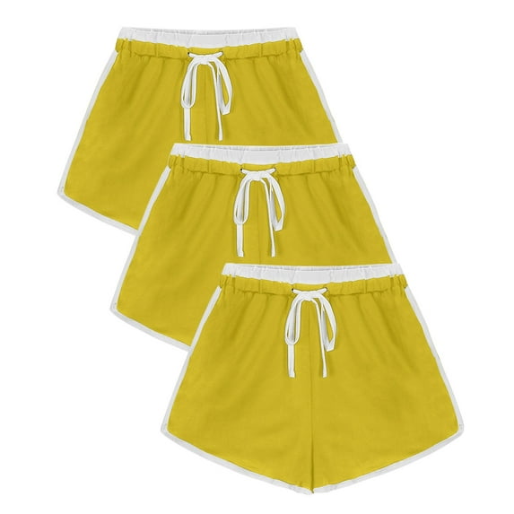 Weiqiqre 3PC Women Casual Summer Sports Shorts Workout Yoga Shorts Active Shorts 3 Pack Low Rise Dolphin Shorts Plus Running Workout Fitness Sport High Cut Yoga Booty Shorts