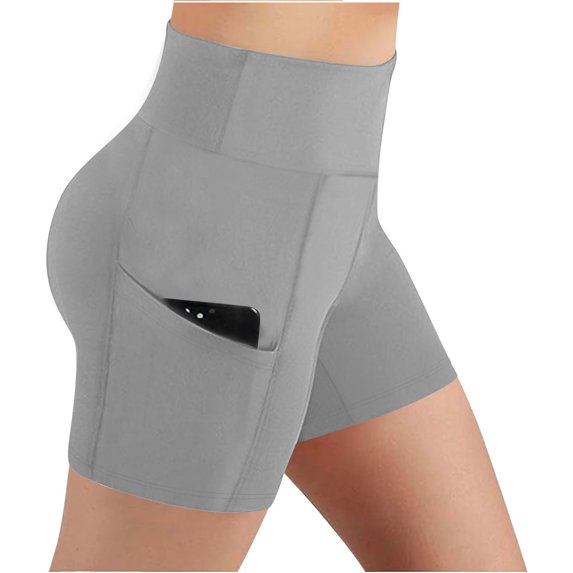 Weiqiqre Athletic Shorts for Women Yoga Shorts with Pockets for Women, 6" Crossover High Waist Lounge Biker Shorts