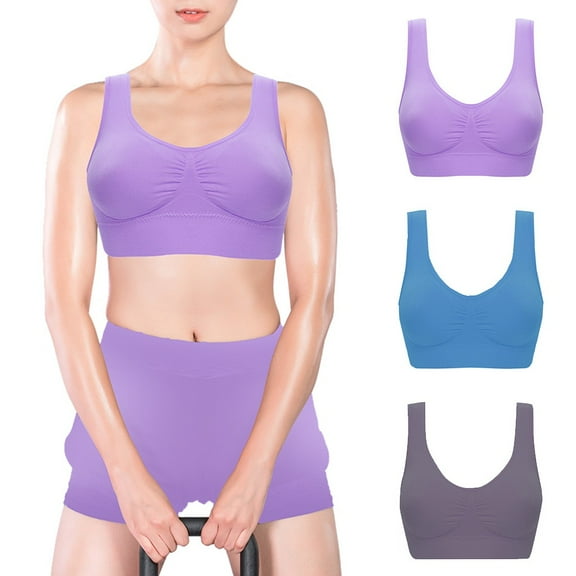 Weiqiqre Bras for Women 3 Pack Comfort Workout Sports Bra Low-Impact Activity Sleep Bras