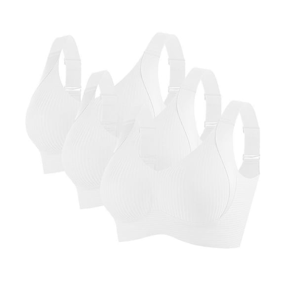 Weiqiqre Bras for Women 3 Pack Comfortable Soft Seamless Full Coverage Deep V Neck Adjustable Sleep T-Shirt Everyday Wear