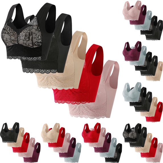 Weiqiqre Bras for Women 5PC Floral Lace Crop Camisole Tops Criss Plus Size Strap Sheer Going Out Tops