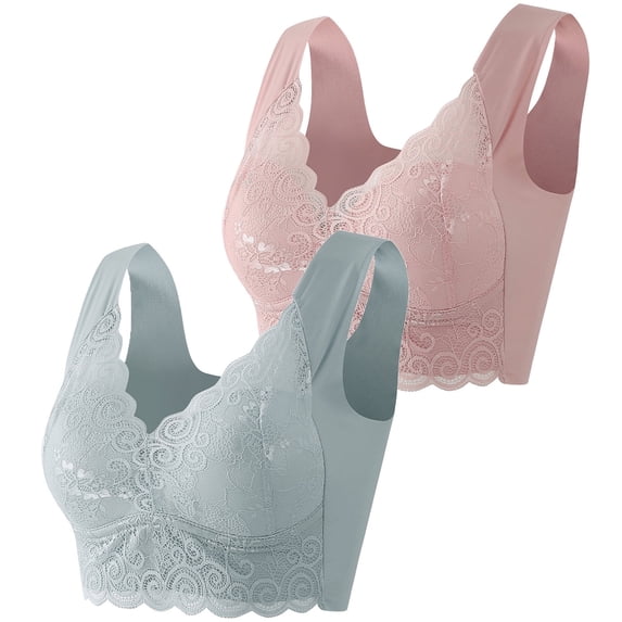 Weiqiqre Bras for Women Floral Contrast Lace Comfy & Breathable Full Coverage Support Women's Bras for Everyday Wear