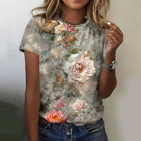 Weiqiqre Business Casual Outfits for Women Plus Size Tops Casual Blouse Short Sleeve Lace Tunic Tops Fit Flare