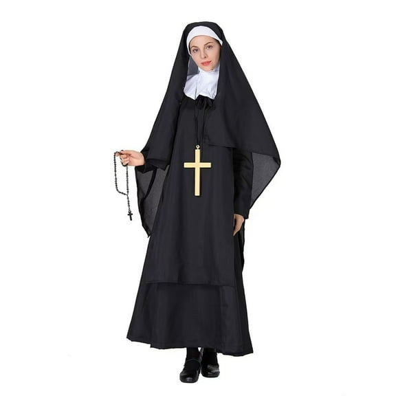 Weiqiqre Dresses for Women Halloween Must-Have! Women's Black Nun Robe - Cottage Goth Style