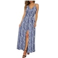 thumbnail image 1 of Weiqiqre Dresses for Women Vacation Floral Spaghetti Strap Spring Casual Boho Split Beach Long Flowy Sundress, 1 of 4