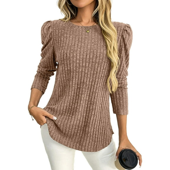 Weiqiqre Fall Outfits for Women 2025 Long Sleeve Shirts Trendy Sweaters Lightweight 2025 Casual Crewneck Fall Tunic Tops Loose Fit Dressy