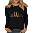 thumbnail image 1 of Weiqiqre Fall Outfits for Women Cute Christmas Tree Graphic Long Sleeve Shirt Xmas Holiday Party Pullover Blouse, 1 of 6