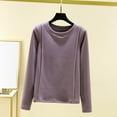 thumbnail image 1 of Weiqiqre Fall Pajamas Women Solid Color Wrapped Round Neck Long Sleeve Bottoming Warm Shirt Home Clothes Pajamas, 1 of 3