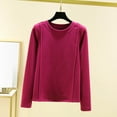 thumbnail image 1 of Weiqiqre Fall Pajamas Women Solid Color Wrapped Round Neck Long Sleeve Bottoming Warm Shirt Home Clothes Pajamas, 1 of 7