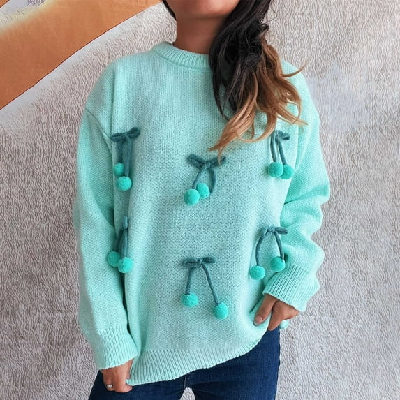 Weiqiqre Fall Sweaters for Women Oversized Cute Sweater Cozy Chunky Ribbed Knit Crewneck Long Sleeve Pullover Tops