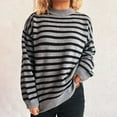 thumbnail image 1 of Weiqiqre Fall Sweaters for Women Oversized Striped Fashion Batwing Sleeve Ribbed Knit Pullover Tops, 1 of 5