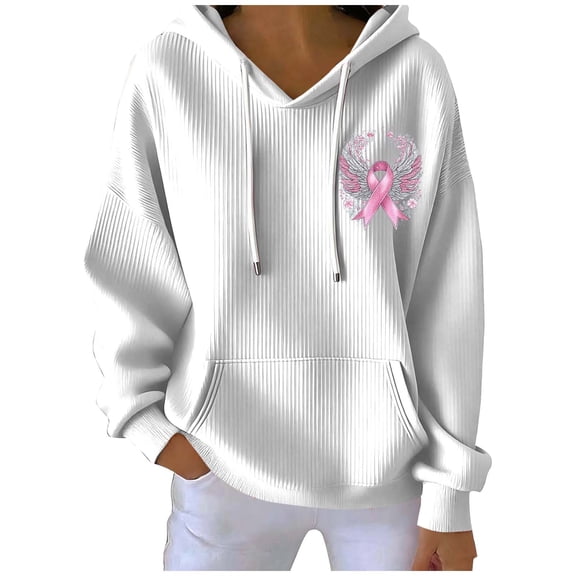 Weiqiqre Fall Sweatshirts for Women Slogan Graphic Print Drawstring Hoodie Kangaroo Pocket Thermal Sweatshirt