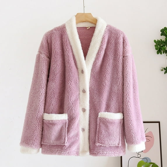 Weiqiqre Faux Suede Coat Casual Button Down Lapel Long Sleeve Fleece Sherpa Lined Jacket Outwear