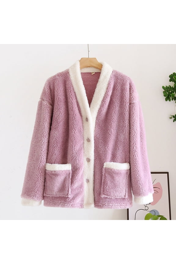 Faux Suede Coat Casual Button Down Lapel Long Sleeve Fleece Sherpa Lined Jacket Outwear