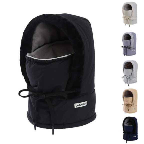 Weiqiqre Fleece Balaclava Ski Face Mask for Men Women Windproof Thermal Hoode Hat Neck Warmer Outdoor Cold Weather Cycling Black