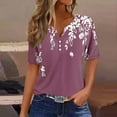 thumbnail image 1 of Weiqiqre Floral Printed Tops for Women Summer Fashion Printing Short Sleeve V Neck Casual Women's New Arrival Button Blouses, 1 of 5