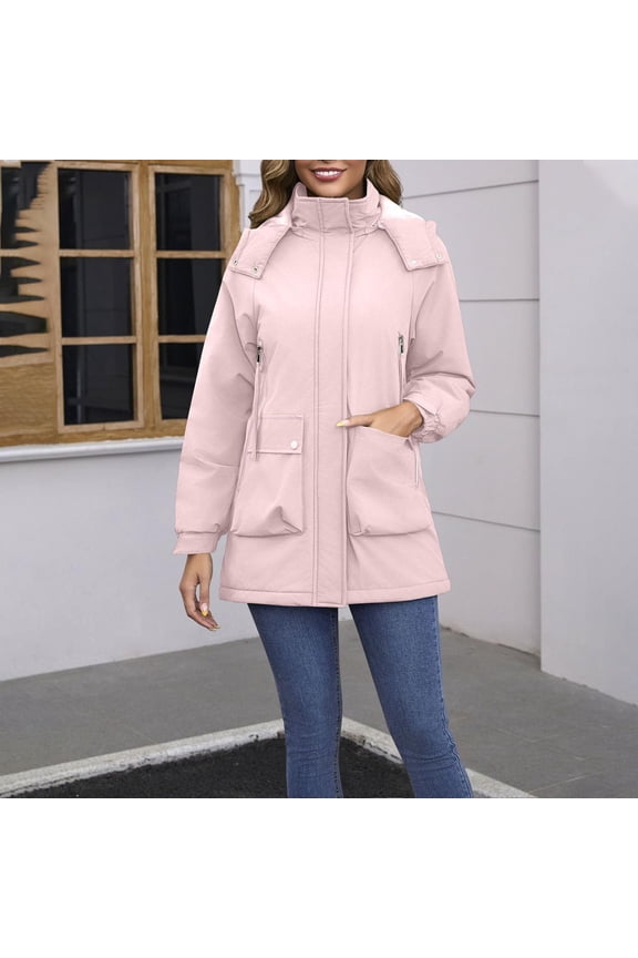 Jacket for Women Plus Size Winter Coat Insulated Military Parka Jacket Waterproof Fleece Lined Thickened Detachable Hooded