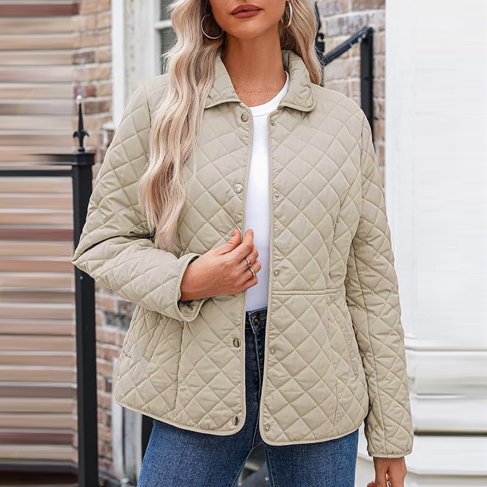Weiqiqre Jacket for Women Winter Quilted Jackets Long Sleeve