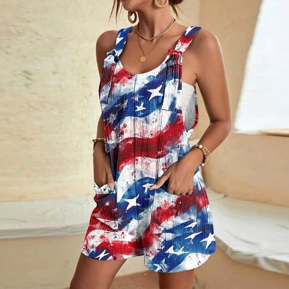 Weiqiqre Jumpsuits for Women Casual Summer Casual Rompers Loose Waffle Knit Short Overalls Adjustable Strap Jumpsuit