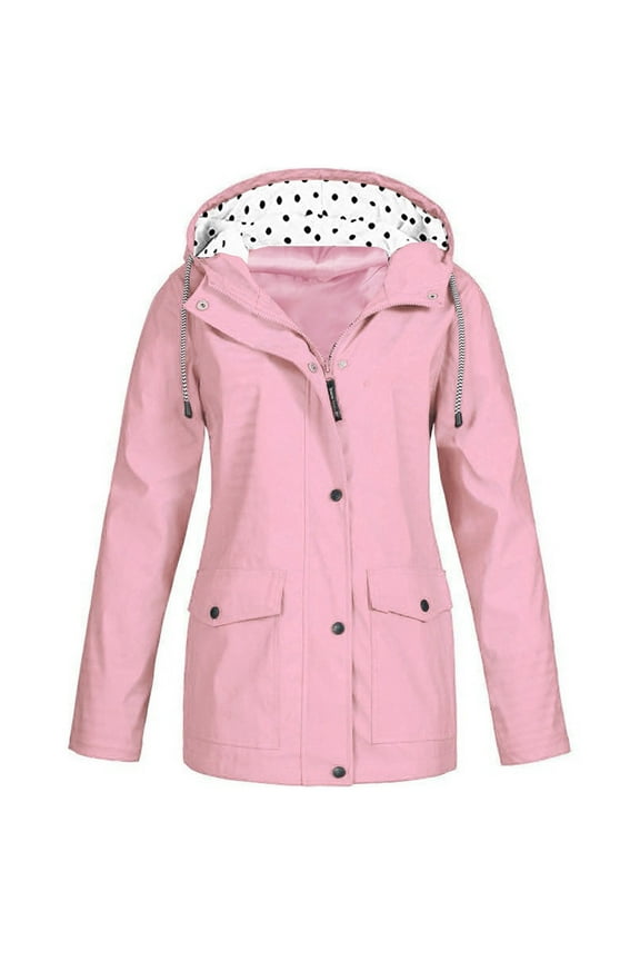 Light Weight Jackets Womens Lightweight Waterproof Rain Jacket Zip Up Coat Winter Warm Outwear Hooded Windbreaker Pocket