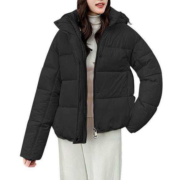 Weiqiqre Light Weight Jackets Womens Quilted Moto Puffer Jacket - Heavyweight Hooded Winter Coat - Insulated Outerwear Jacket for Women