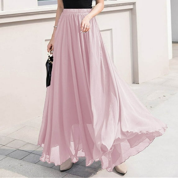 Weiqiqre Long Skirts for Women High Elastic Waist Midi Skirt Casual Summer Trendy Tie Front Flowy Ruffle Floral Print A line Skirts