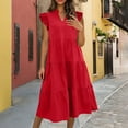 thumbnail image 1 of Weiqiqre Maxi Dresses for Seniors Casual with Pockets Ruffle Sleeve Notched Neck A Line Tiered Boho Beach Summer Sundresses, 1 of 8