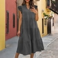 thumbnail image 1 of Weiqiqre Maxi Dresses for Seniors Casual with Pockets Ruffle Sleeve Notched Neck A Line Tiered Boho Beach Summer Sundresses, 1 of 7
