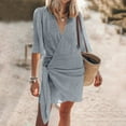 thumbnail image 1 of Weiqiqre Maxi Dresses for Seniors Summer Vacation Wrap Dress Loose Fit V Neck Casual Short Dresses, 1 of 9