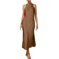 thumbnail image 1 of Weiqiqre Maxi Dresses for Women Maxi Dresses Ribbed Lounge Tank Long Dresses Elegant Halter Neck Casual Sleeveless Summer, 1 of 5