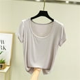 thumbnail image 1 of Weiqiqre Oversized Cropped Tops for Women Summer Solid Color Short Sleeve Round Neck Modal And Cotton Women's Shirts, 1 of 3